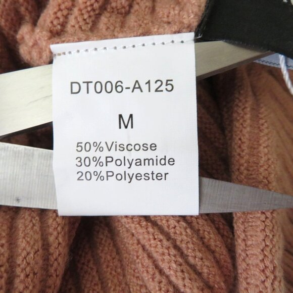 New Lillusory Womens Ribbed Knit Turtleneck Sweater Medium Camel Brown - Picture 9 of 13